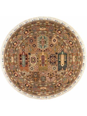 Çam Halı Sultani 807 Vizon Daire Yün ve Bambu ile Özel Tezgahlarda Üretilen Otantik Desenli El Emeği Modern Uşak Halısı