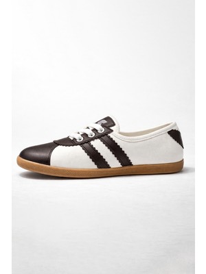 Nmoda Kadın Spor Ayakkabı Bağcıklı Günlük Rahat Retro Çizgili Babet