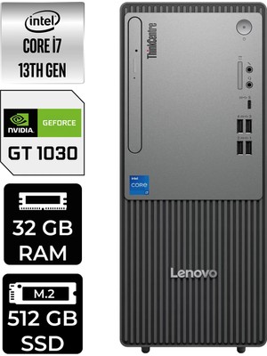 Lenovo Thinkcentre Neo 50T i7 13700 Masaüstü Bilgisayar 32GB RAM 512GB SSD FreeDOS + Per4 USB 12UB000HTRP425