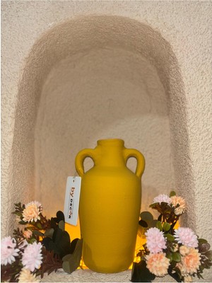 Özgürce 15 cm Toprak Vazo Biblo, Küçük Kulplu Su Testisi, Dekoratif Çömlek