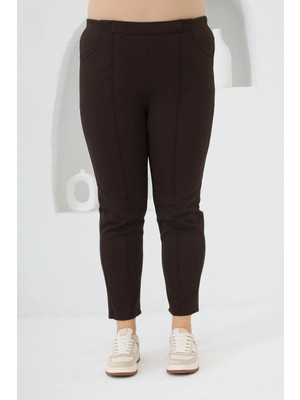 Rmg Beli Lastikli Fitilli Büyük Beden Kahve Çelik Örme Pantolon