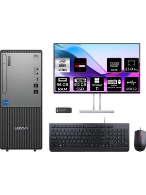 Lenovo Thinkcentre Neo 50T Intel Core I7 13700 96GB 512GB SSD RX550/4GB 23.8" Fhd Monitör W11P Masaüstü Bilgisayar & Per4 USB Bellek 12UB000HTRP717