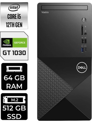 Dell Vostro 3030MT Intel Core I5 12400 64GB 512GB SSD GT1030/4GB W11P Masaüstü Bilgisayar & Per4 USB Bellek N6004VDT3030MTP473