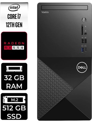 Dell Vostro 3030MT i7 12700 Masaüstü Bilgisayar 32GB RAM 512GB SSD Win11 Home + Per4 USB N6007VDT3030MTP385