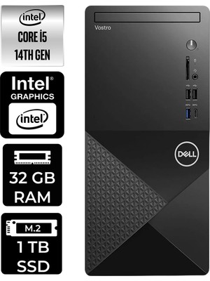 Dell Vostro 3030MT Intel Core I5 14600 32GB 1tb SSD W11P Masaüstü Bilgisayar & Per4 USB Bellek N6014VDT3030MTP346