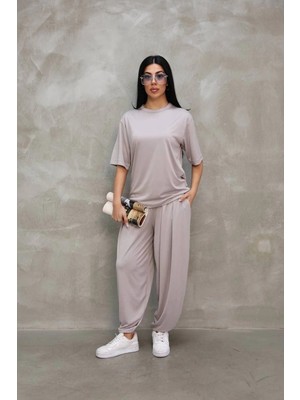 Glam Love Osy Modal Yumuşak Dokulu Kumaş Eşofman Takımı - Gri -