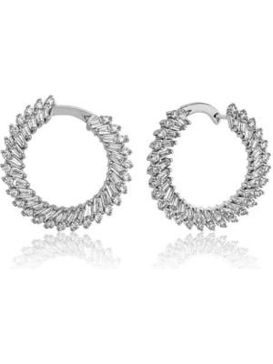 Supertrend Gümüş Trapez Taşlı  Bayan Küpe