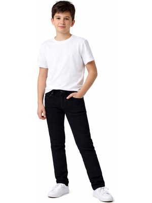 İrem Çocuk Giyim Erkek Çocuk Fermuar Kapamalı Cepli Likralı Düz Siyah Renk Kot Pantolon 3479