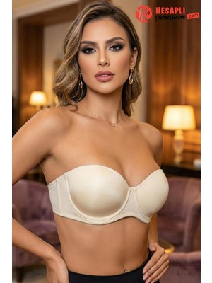 Le Jardin Premium Kadın Dolgusuz Desteksiz Klasik Straplez Askısız Kutulu Tek Sütyen