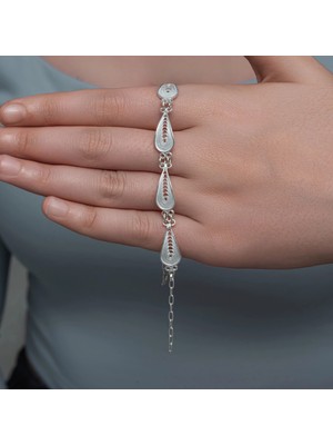 DMR Elegance Gümüş Ince Sanat Telkari Kadın Bileklik