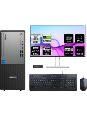 Lenovo Thinkcentre Neo 50T Intel Core I7 13700 48GB 2tb SSD GT1030/4GB 27" Fhd Monitör Fdos Masaüstü Bilgisayar & Per4 USB Bellek 12UB000HTRP1031