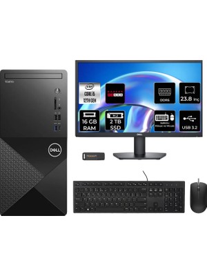 Dell Vostro 3030MT Intel Core I5 12400 16GB 2tb SSD RX550/4GB 23.8" Fhd Monitör Fdos Masaüstü Bilgisayar & Per4 USB Bellek N6004VDT3030MTP663