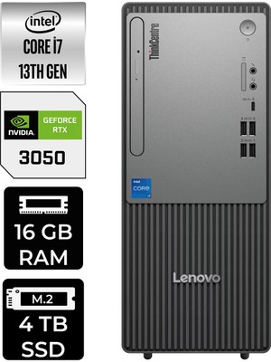 Lenovo Thinkcentre Neo 50T Intel Core I7 13700 16GB 4tb SSD RTX3050/6GB Fdos Masaüstü Bilgisayar & Per4 USB Bellek 12UB000HTRP484
