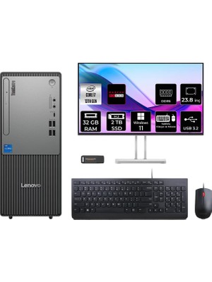 Lenovo Thinkcentre Neo 50T i7 13700 Masaüstü Bilgisayar 32GB RAM 2TB SSD 23.8" FHD Win11 Pro + Per4 USB 12UB000HTRP707