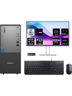 Lenovo Thinkcentre Neo 50T i7 13700 Masaüstü Bilgisayar 96GB RAM 1TB SSD 23.8" FHD FreeDOS + Per4 USB 12UB000HTRP678