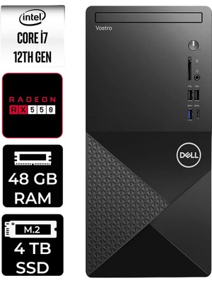 Dell Vostro 3030MT Intel Core I7 12700 48GB 4tb SSD RX550/4GB Fdos Masaüstü Bilgisayar & Per4 USB Bellek N6007VDT3030MTP372