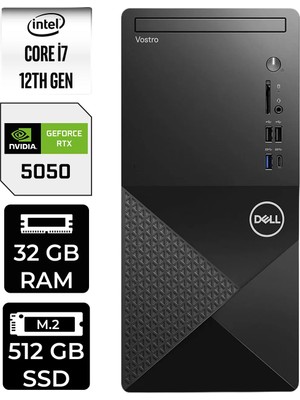Dell Vostro 3030MT Intel Core I7 12700 32GB 512GB SSD RTX5050/8GB W11H Masaüstü Bilgisayar & Per4 USB Bellek N6007VDT3030MTP565