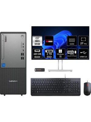 Lenovo Thinkcentre Neo 50T Intel Core I5 13400 48GB 2tb SSD RX550/4GB 27" Fhd Monitör W11P Masaüstü Bilgisayar & Per4 USB Bellek 12UB000BTRP1011