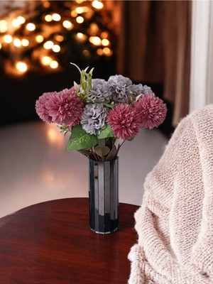 Özgürce Füme Renkli Aynalı Yuvarlak Dekoratif Vazo 20CM