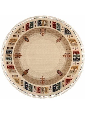 Çam Halı Sultani 809 Stone Daire Yün ve Bambu ile Özel Tezgahlarda Üretilen Otantik Desenli El Emeği Modern Uşak Halısı