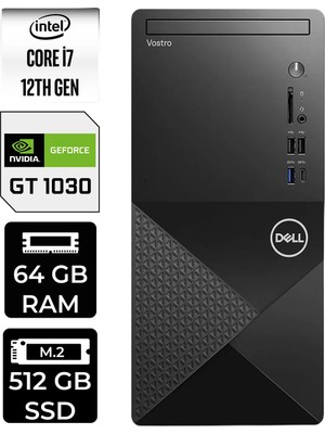 Dell Vostro 3030MT Intel Core I7 12700 64GB 512GB SSD GT1030/4GB Fdos Masaüstü Bilgisayar & Per4 USB Bellek N6007VDT3030MTP433