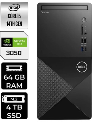 Dell Vostro 3030MT Intel Core I5 14600 64GB 4tb SSD RTX3050/6GB W11P Masaüstü Bilgisayar & Per4 USB Bellek N6014VDT3030MTP536