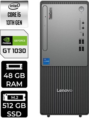 Lenovo Thinkcentre Neo 50T Intel Core I5 13400 48GB 512GB SSD GT1030/4GB Fdos Masaüstü Bilgisayar & Per4 USB Bellek 12UB000BTRP429
