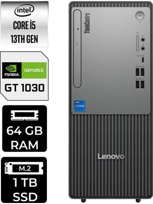 Lenovo Thinkcentre Neo 50T Intel Core I5 13400 64GB 1tb SSD GT1030/4GB W11H Masaüstü Bilgisayar & Per4 USB Bellek 12UB000BTRP454