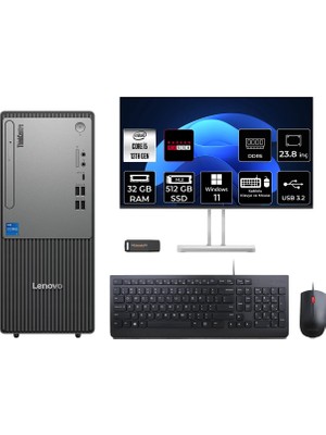 Lenovo Thinkcentre Neo 50T Intel Core I5 13400 32GB 512GB SSD RX550/4GB 23.8" Fhd Monitör W11H Masaüstü Bilgisayar & Per4 USB Bellek 12UB000BTRP685