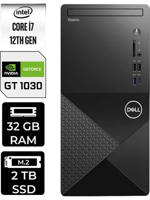 Dell Vostro 3030MT Intel Core I7 12700 32GB 2tb SSD GT1030/4GB W11H Masaüstü Bilgisayar & Per4 USB Bellek N6007VDT3030MTP447