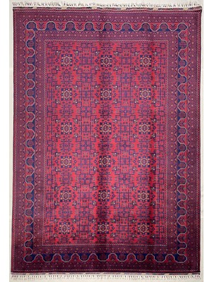 El Dokuma Afgan Halı Bilicik Desenlı 6 Metre 100%YÜN Kök Boya