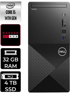 Dell Vostro 3030MT Intel Core I5 14600 32GB 4tb SSD RX550/4GB W11H Masaüstü Bilgisayar & Per4 USB Bellek N6014VDT3030MTP388