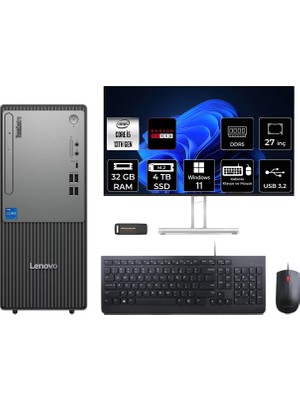 Lenovo Thinkcentre Neo 50T Intel Core I5 13400 32GB 4tb SSD RX550/4GB 27" Fhd Monitör W11P Masaüstü Bilgisayar & Per4 USB Bellek 12UB000BTRP1008