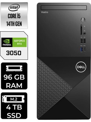 Dell Vostro 3030MT Intel Core I5 14600 96GB 4tb SSD RTX3050/6GB Fdos Masaüstü Bilgisayar & Per4 USB Bellek N6014VDT3030MTP500
