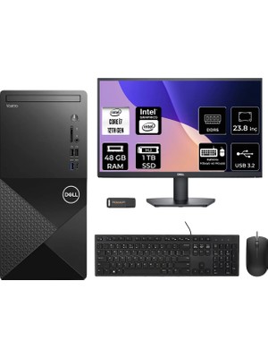 Dell Vostro 3030MT Intel Core I7 12700 48GB 1tb SSD 23.8" Fhd Monitör Fdos Masaüstü Bilgisayar & Per4 USB Bellek N6007VDT3030MTP610