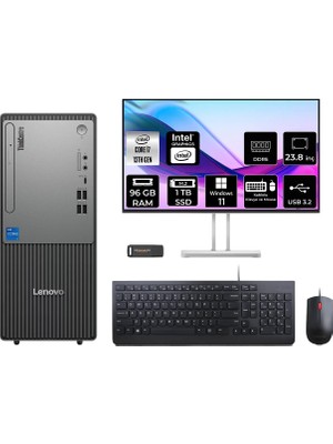 Lenovo Thinkcentre Neo 50T i7 13700 Masaüstü Bilgisayar 96GB RAM 1TB SSD 23.8" FHD Win11 Pro + Per4 USB 12UB000HTRP658
