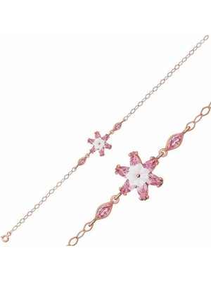 Supertrend Gümüş Rose Pembe Lotus Çiçeği Bileklik