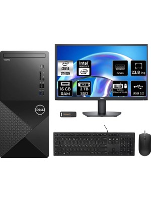 Dell Vostro 3030MT Intel Core I5 12400 16GB 2tb SSD 23.8" Fhd Monitör Fdos Masaüstü Bilgisayar & Per4 USB Bellek N6004VDT3030MTP603