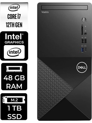 Dell Vostro 3030MT i7 12700 Masaüstü Bilgisayar 48GB RAM 1TB SSD FreeDOS + Per4 USB N6007VDT3030MTP310