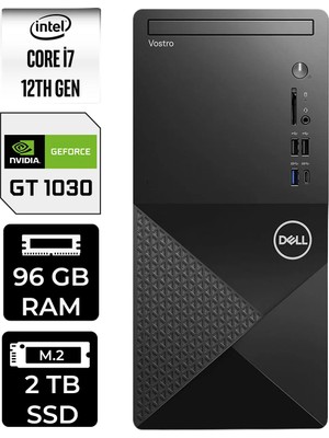 Dell Vostro 3030MT Intel Core I7 12700 96GB 2tb SSD GT1030/4GB Fdos Masaüstü Bilgisayar & Per4 USB Bellek N6007VDT3030MTP439