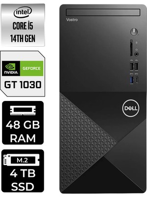 Dell Vostro 3030MT Intel Core I5 14600 48GB 4tb SSD GT1030/4GB W11P Masaüstü Bilgisayar & Per4 USB Bellek N6014VDT3030MTP472