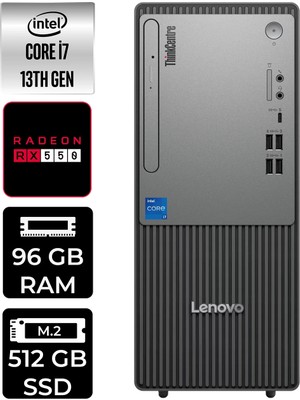 Lenovo Thinkcentre Neo 50T Intel Core I7 13700 96GB 512GB SSD RX550/4GB Fdos Masaüstü Bilgisayar & Per4 USB Bellek 12UB000HTRP377