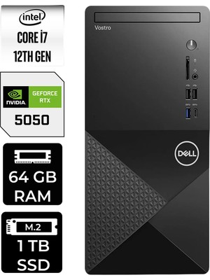 Dell Vostro 3030MT Intel Core I7 12700 64GB 1tb SSD RTX5050/8GB W11P Masaüstü Bilgisayar & Per4 USB Bellek N6007VDT3030MTP594