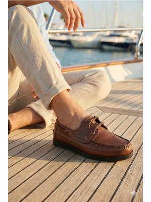 Belirtilmemiş Dexters Tarzı Hakiki Deri Ortopedik Tabanı Dikişli Deri Bağcık Deri Astar Günlük Ayakkabı