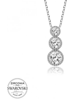 Supertrend Swa Taşlı Gümüş Üçtaş Tektaş Bayan Kolye