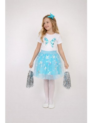 Dıgıl Kids Kız Çocuk Kelebek Desenli T-Shirt Etek Takım