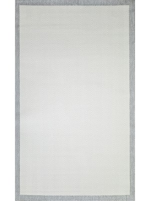 Sisal Sl-10 Krem Gri Dekoratif Desenli Çerçeveli Halı