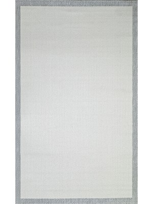 Sisal Sl-16 Krem Gri Dekoratif Desenli Çerçeveli Halı