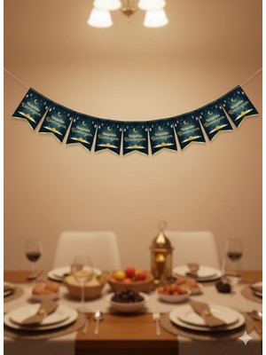 Dodomar Ramazan Mübarek 17X12 cm 10'lu Kırlangıç Bayrak Hoş Geldin Ramazan Süs