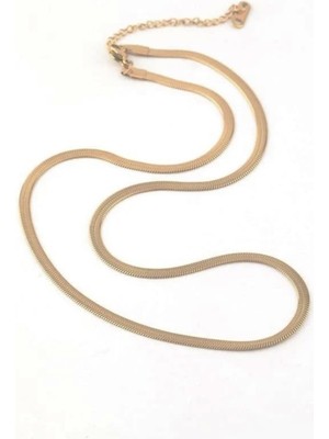 Stainless Stell Kadın Altın Rengi Yılan Zincir Kolye